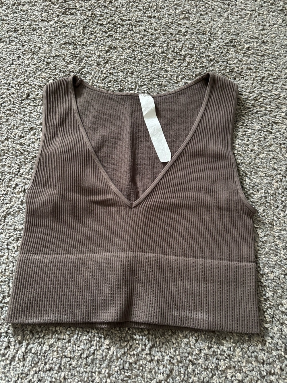 Marshalls Brown Ribbed V-Neck Cropped Tank